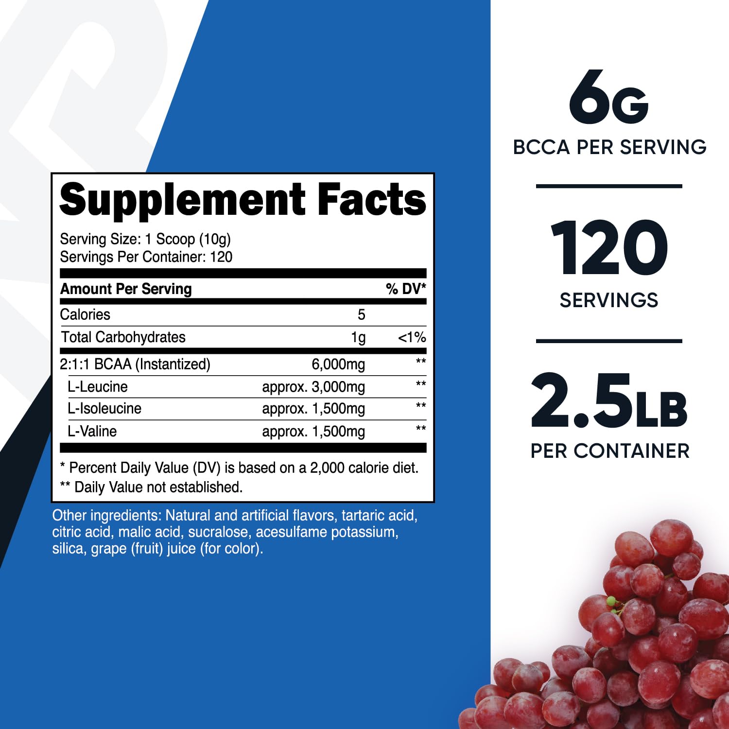 Nutricost BCAA Powder con cucharada medidora para dosis precisas.