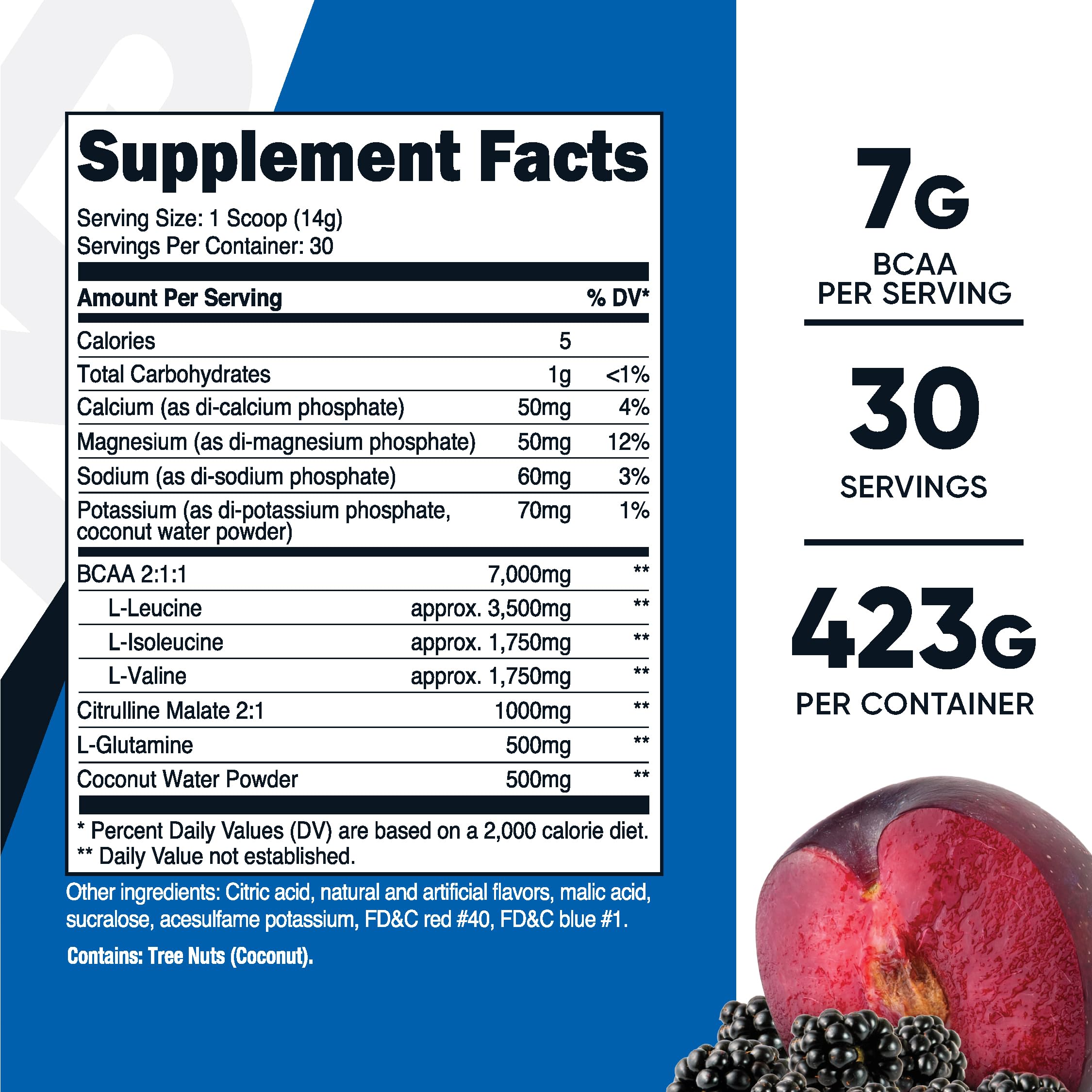 Nutricost BCAA Active agitador para mezclar, sabor mora ciruela