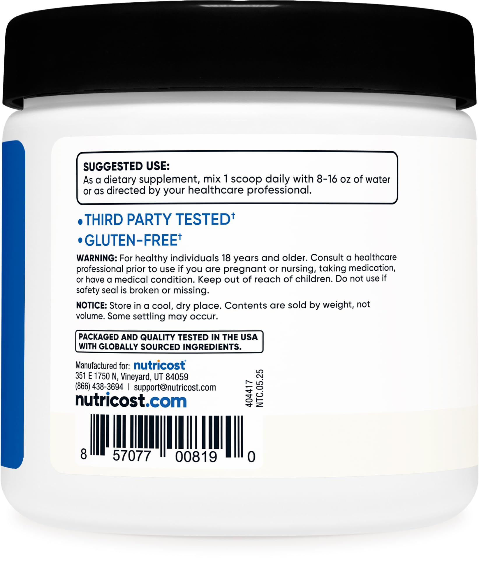 Nutricost BCAA, fábrica con conformidad GMP, garantía de calidad