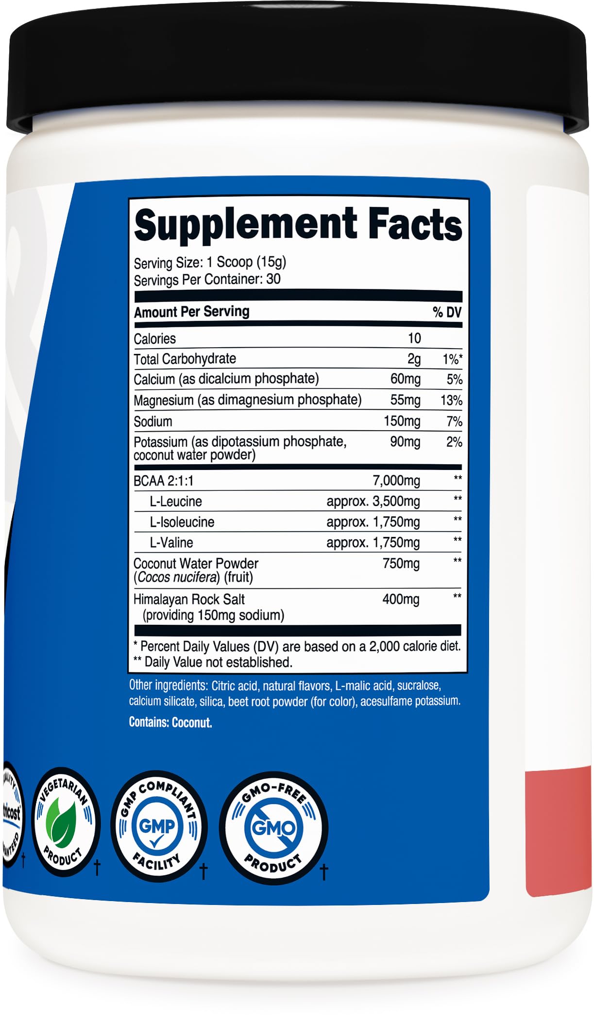 Nutricost BCAA Hidratación vaso, sabor frambuesa-limón para hidratación posentrenamiento