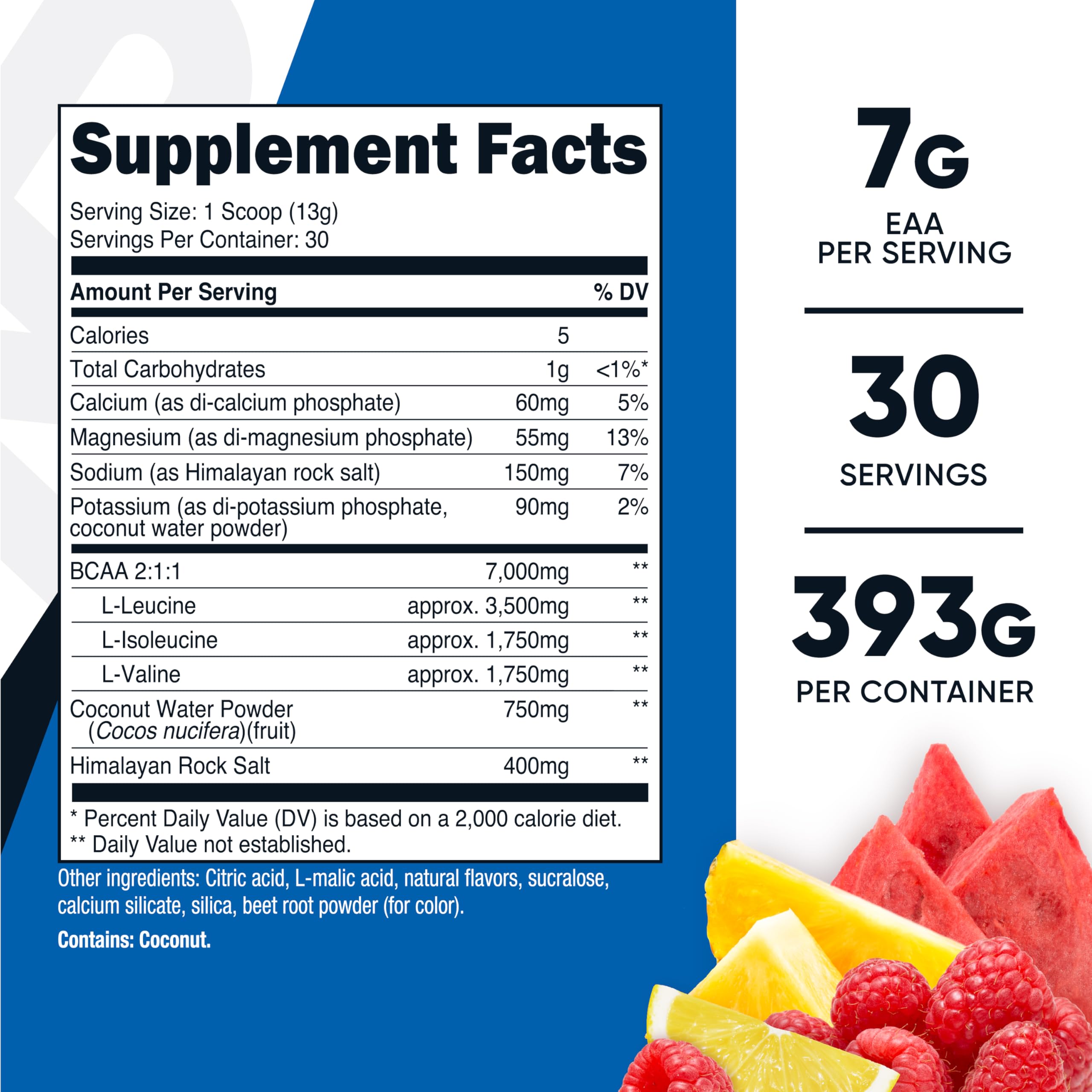 Nutricost BCAA Hydration polvo Fruta Punch en vaso listo para mezclar.