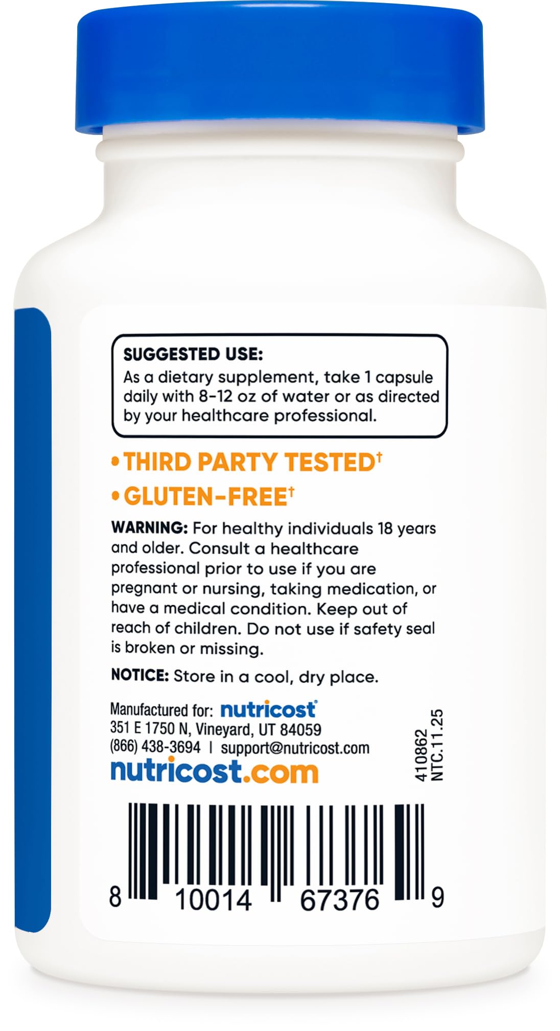 Nutricost Benfotiamine 300 mg cápsulas dentro del frasco: dosis diaria simple.