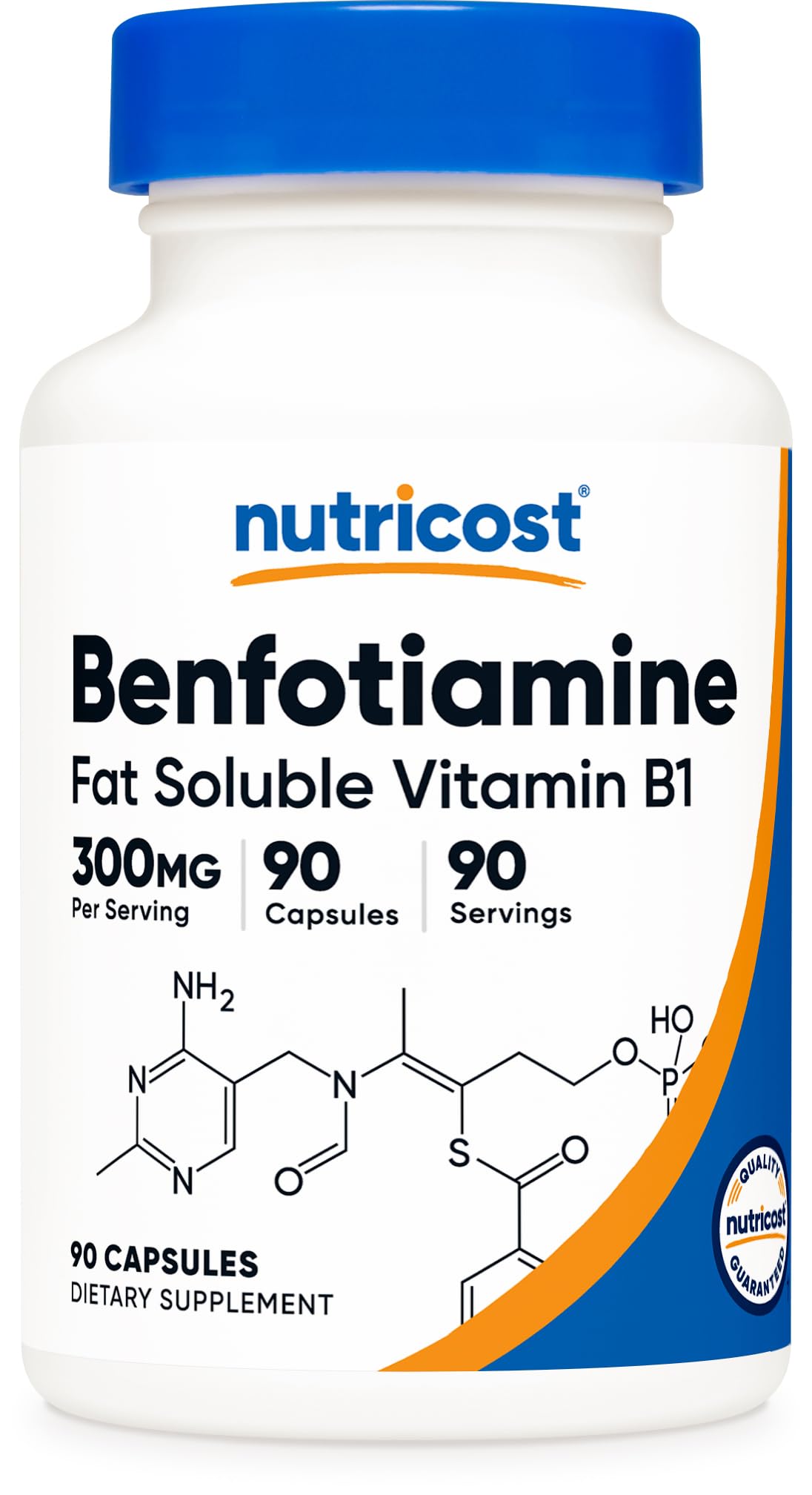 Nutricost Benfotiamine 300 mg cápsulas: práctico suplemento diario para el metabolismo.
