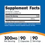 Nutricost Benfotiamine 300 mg frasco: frasco de 90 cápsulas para uso diario.
