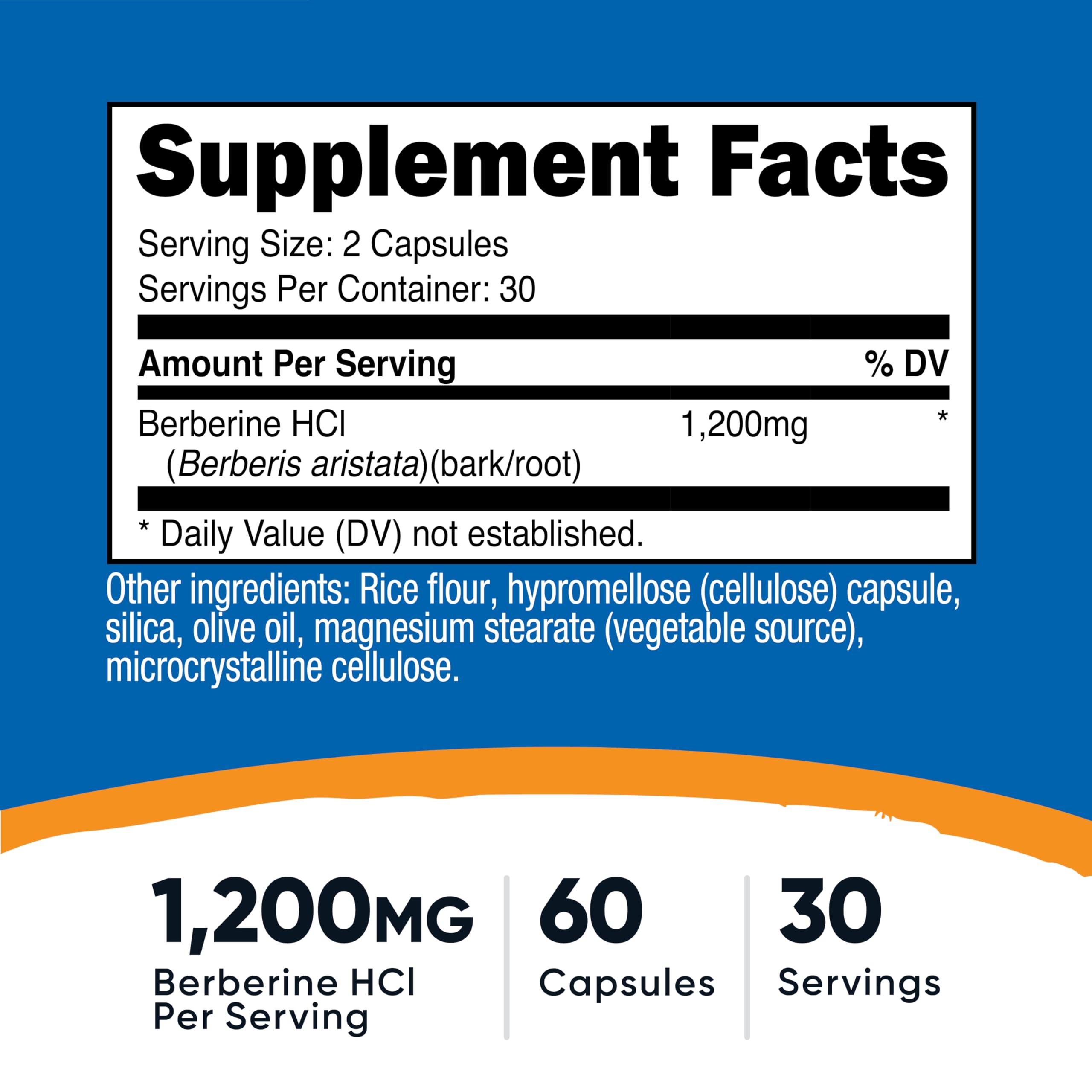 Nutricost Berberina HCl 1200 mg, botella lateral, diseño cómodo