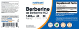 Nutricost Berberina HCl 1200 mg, sello sin gluten, seguridad alimentaria