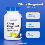 Cierre seguro y tapa de Nutricost bergamota cítrica.