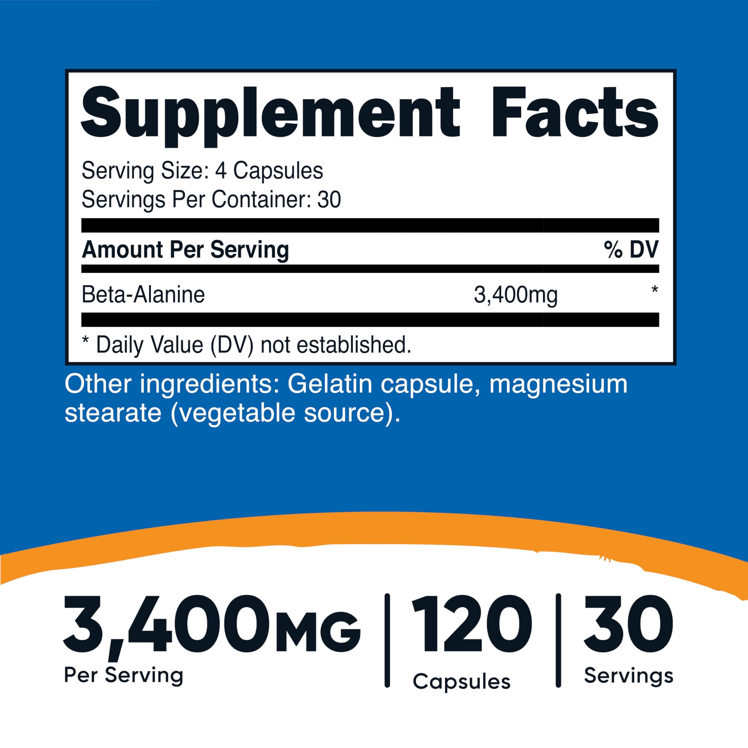 Nutricost Beta-Alanina: cápsula de 850 mg para dosis consistentes durante la sesión.