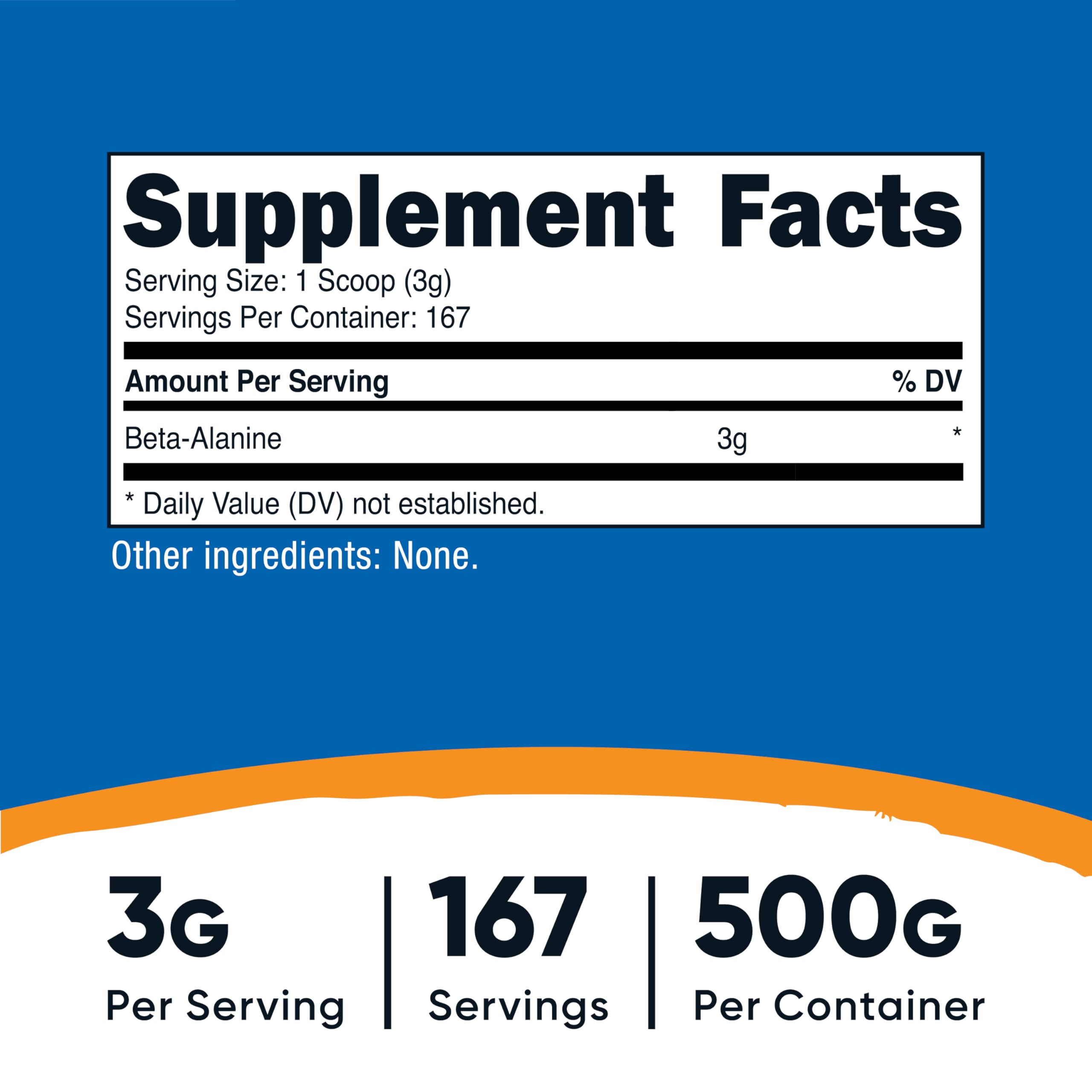 Cucharada de 3 g incluida de Nutricost Beta Alanina para dosificar