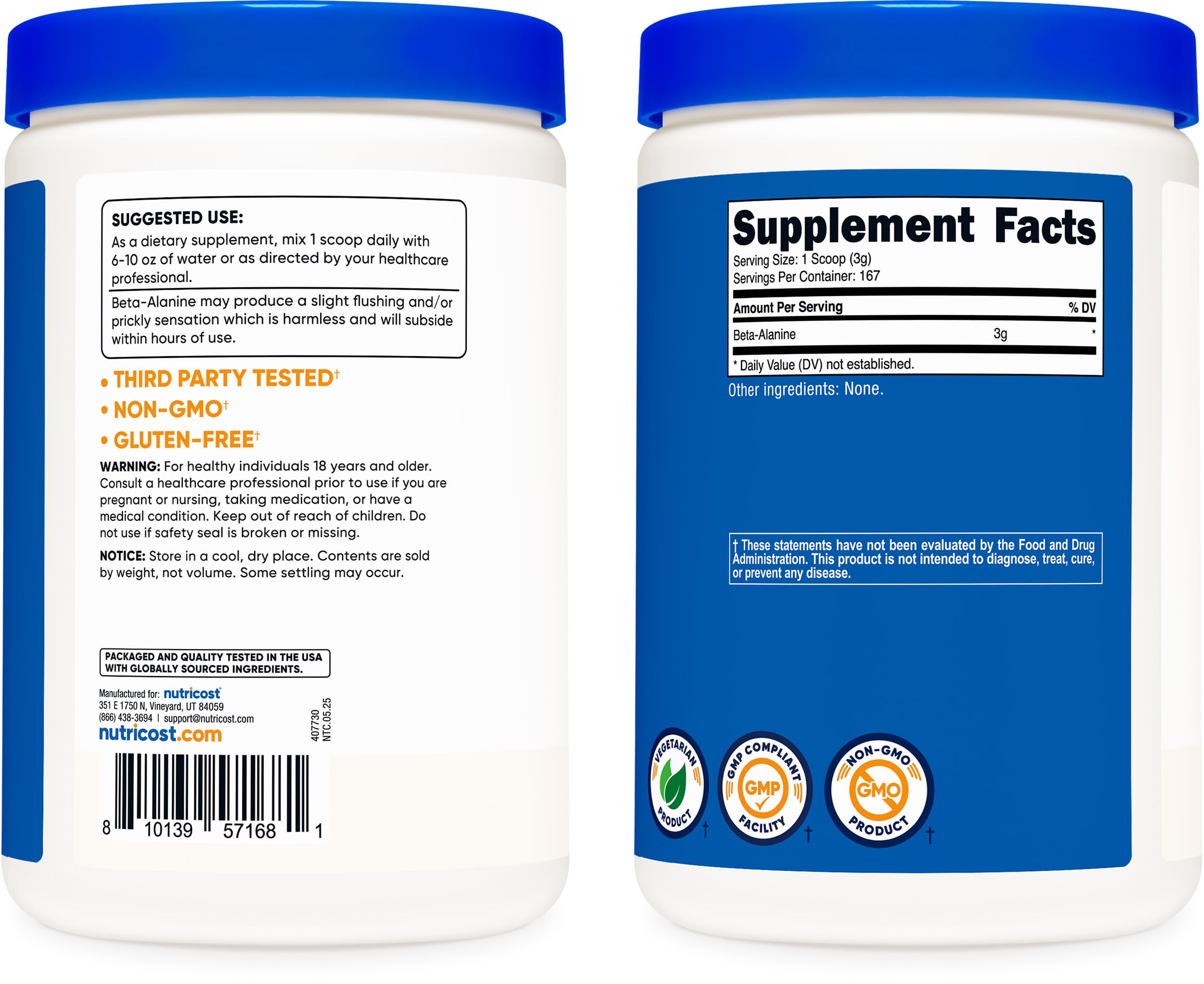 Instalación certificada NSF y GMP para Nutricost Beta Alanina