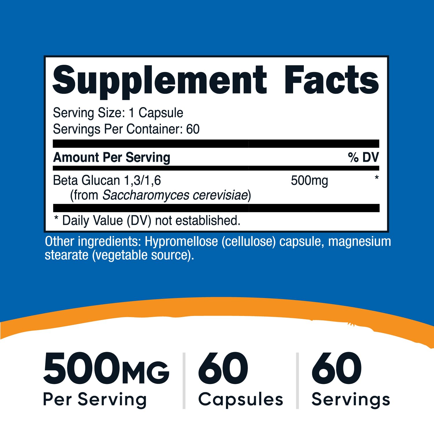 Nutricost Beta Glucan 500mg cápsulas vegetarianas para dietas sin OGM
