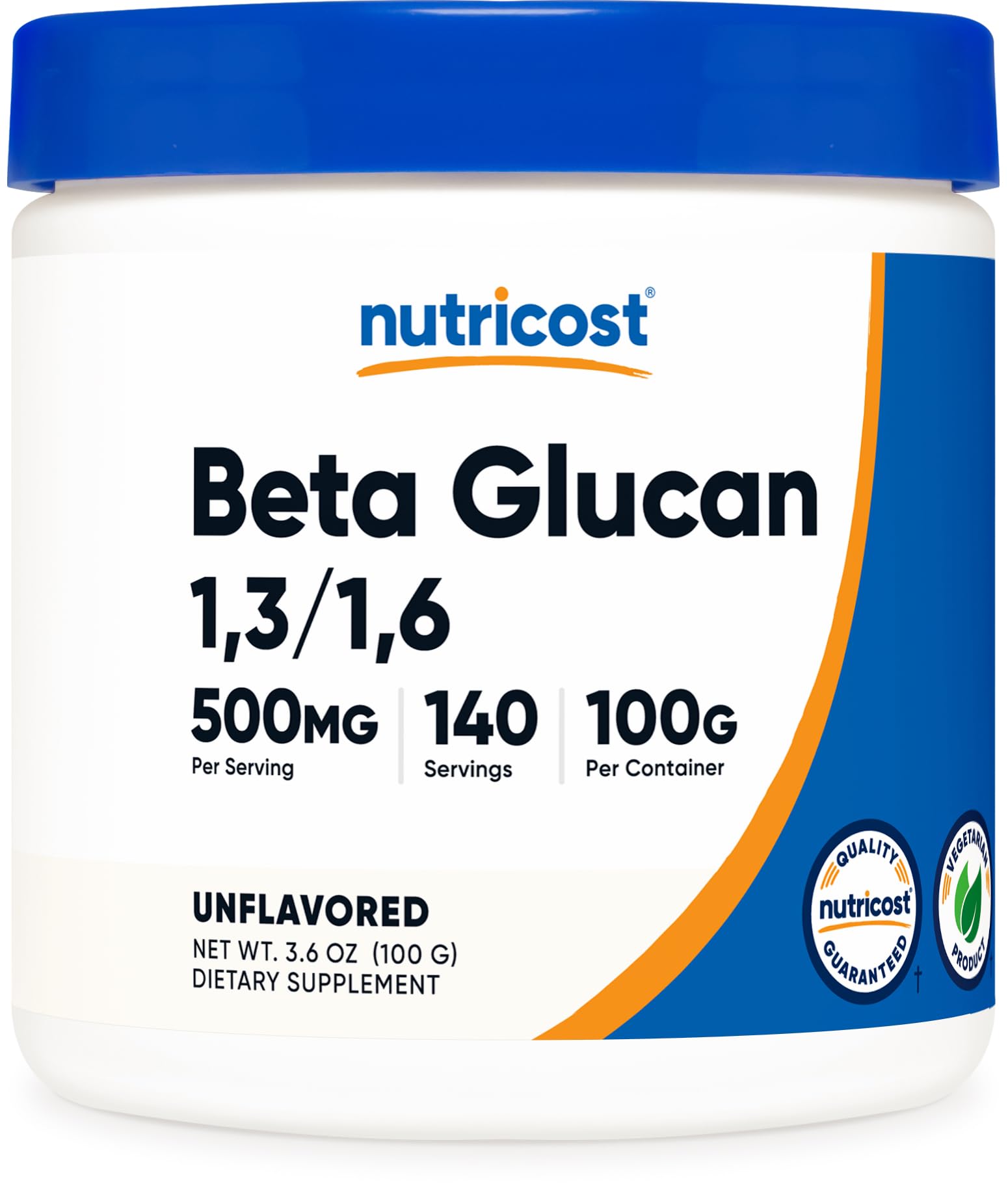Nutricost beta glucano polvo con cuchara medidora para porciones fáciles