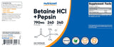Nutricost Betaína HCl Pepsina dosis diaria para consumo regular
