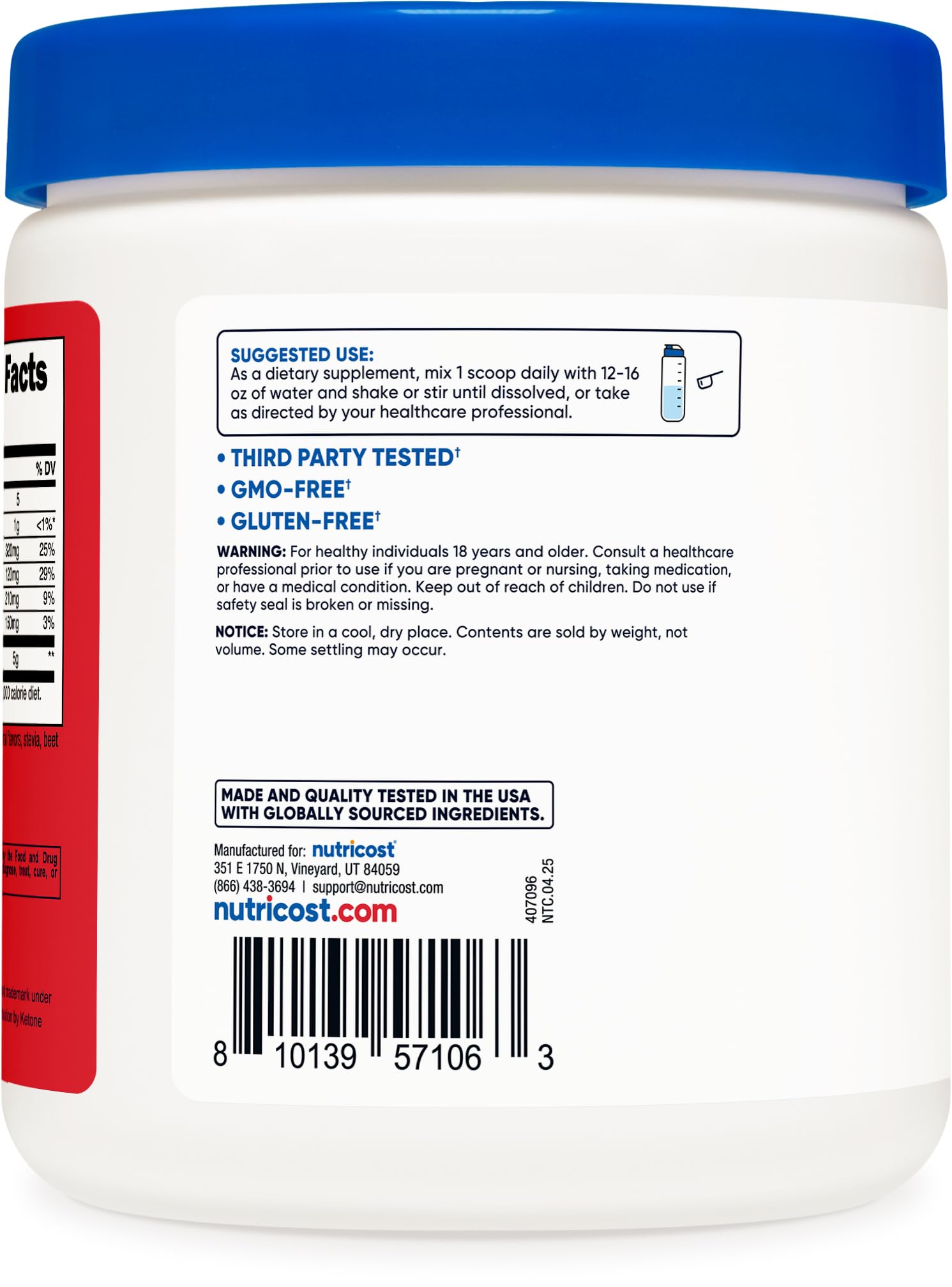 Nutricost BHB Salts Drink Mix, sabor Fruta Punch, bebida atractiva para cualquier momento.