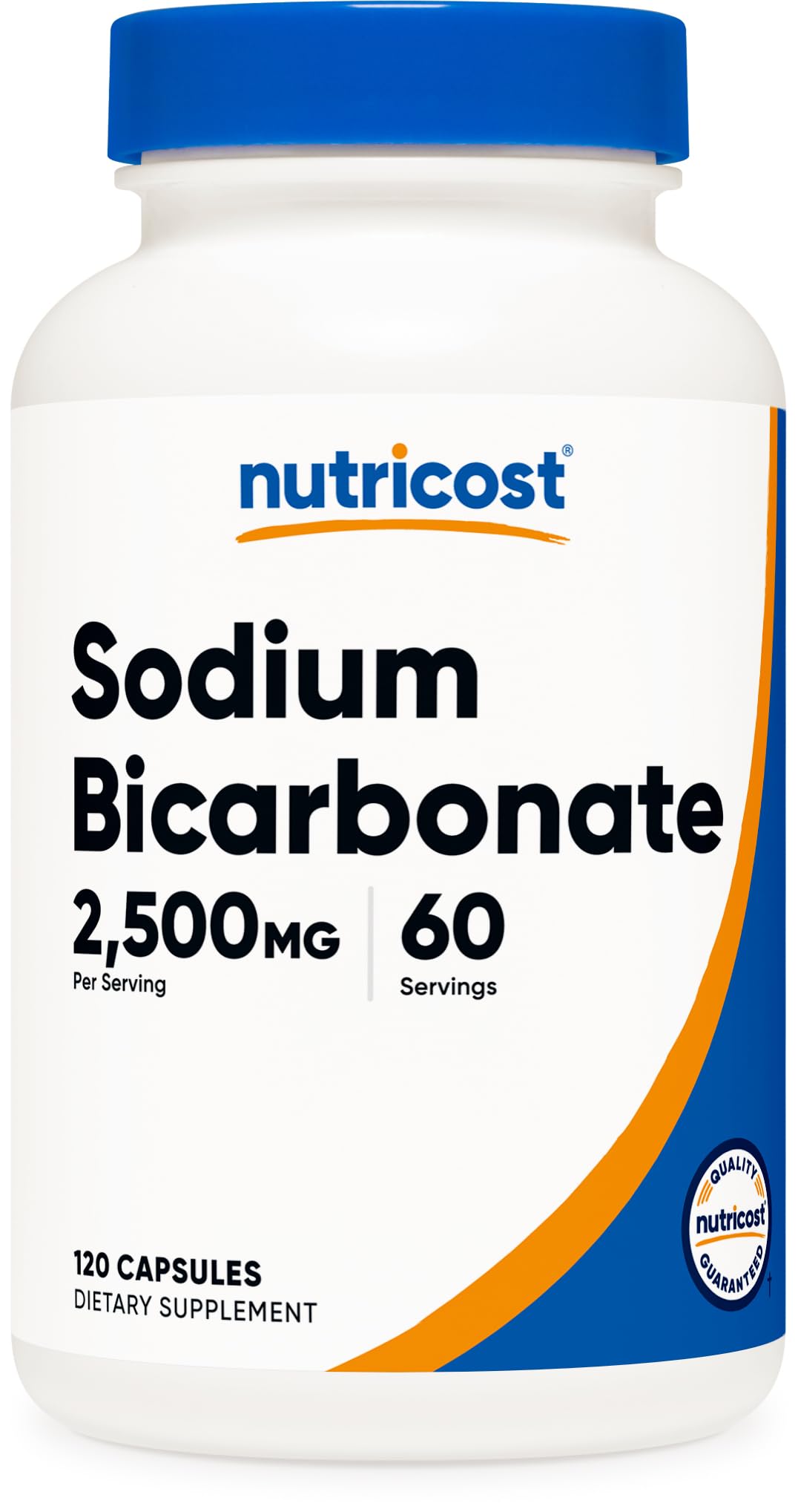 Nutricost bicarbonato de sodio en botella, útil para dosis diaria.