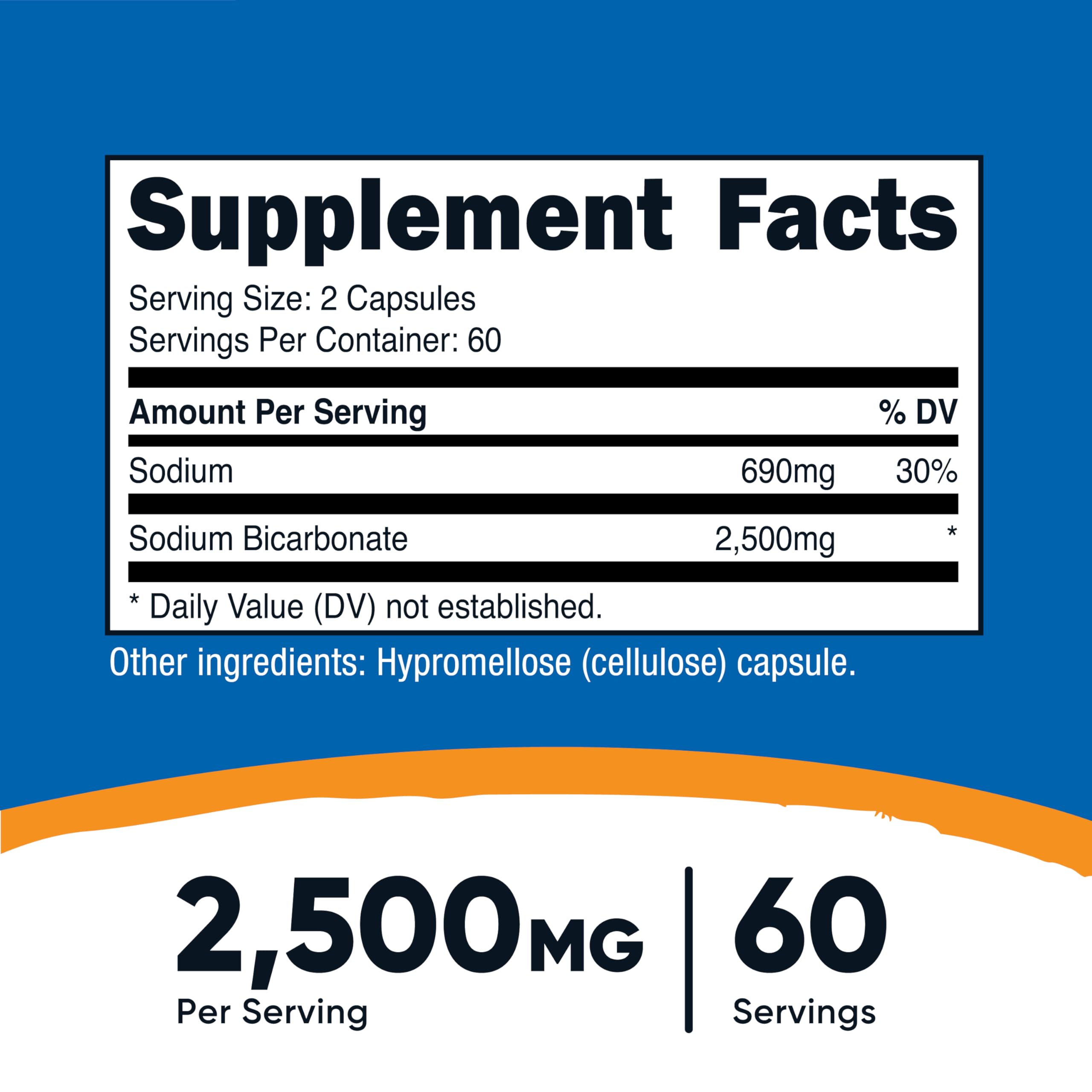 Nutricost bicarbonato de sodio cápsulas, fáciles de tragar para tu rutina.