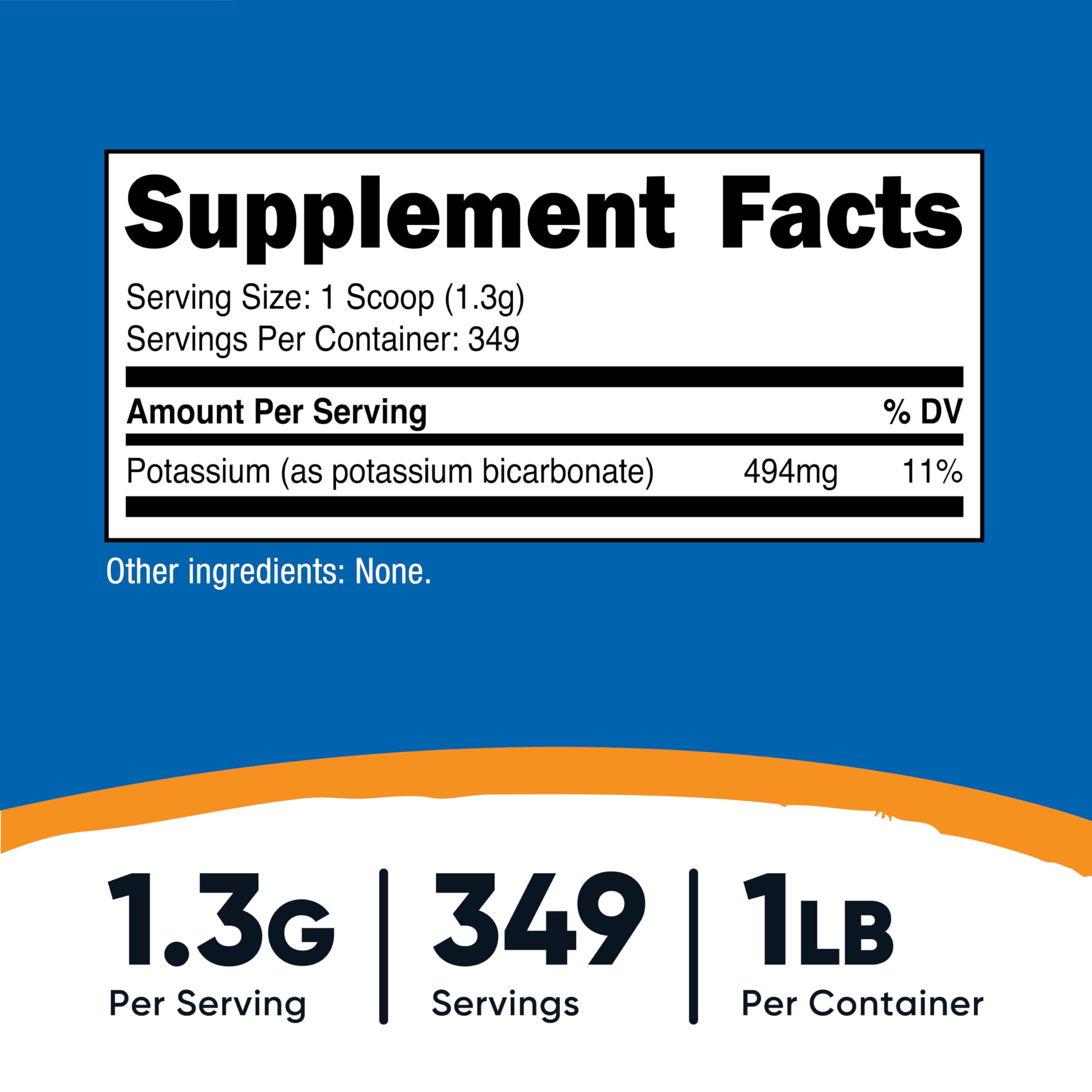 Nutricost bicarbonato de potasio polvo 1 lb, cucharita medidora incluida, medición precisa para hornear.