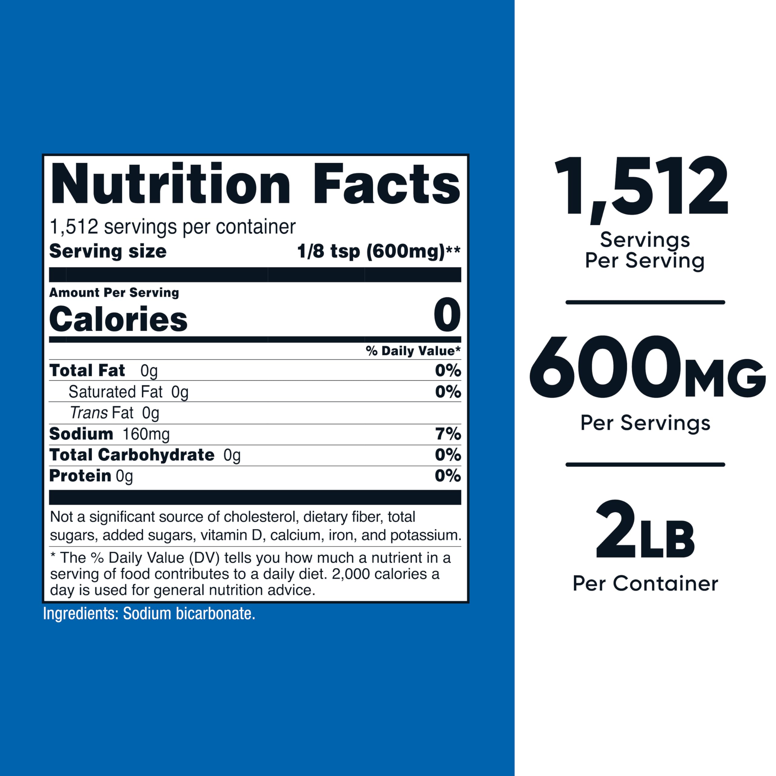 Nutricost bicarbonato de sodio 600 mg por porción para hornear
