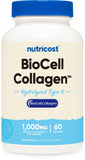 Nutricost BioCell Collagen cápsulas en botella, 1000 mg por porción, posible apoyo a articulaciones y piel