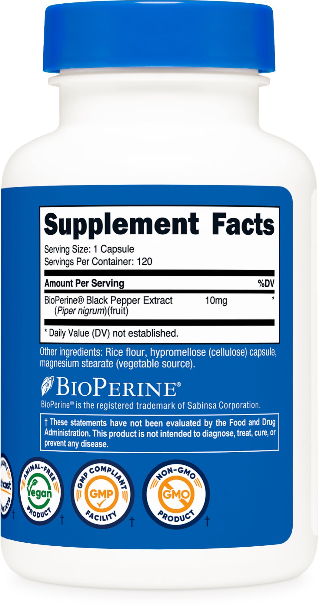 Nutricost Bioperine control de calidad, certificado y prueba de pureza.