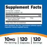 Nutricost Bioperine envase-botella, formato práctico para suplementación continua.