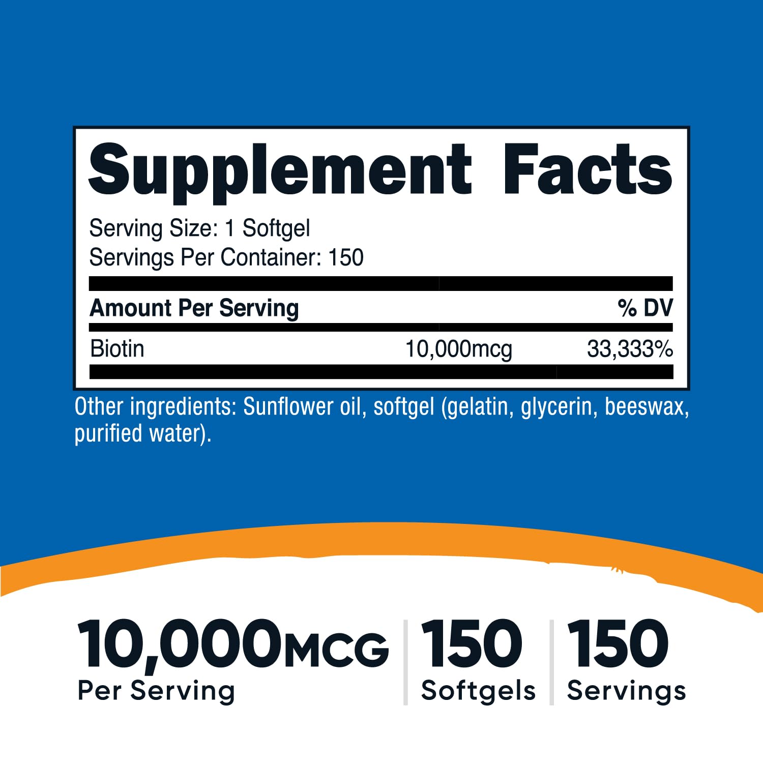 Nutricost Biotina 10000mcg, etiqueta clara para identificar dosis alta