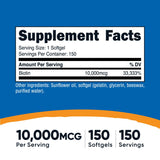 Nutricost Biotina 10000mcg, etiqueta clara para identificar dosis alta