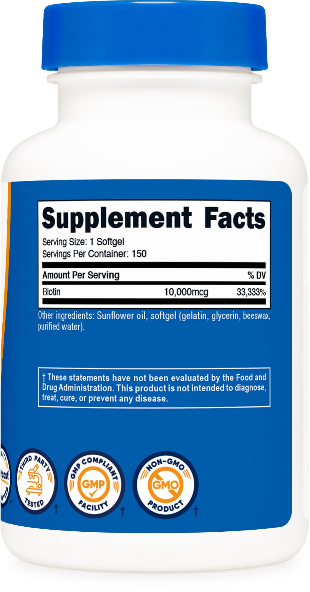 Nutricost Biotina 10000mcg, uso diario recomendado para soporte nutricional