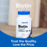 Biotina Nutricost 10 mg, cápsulas fáciles de tomar