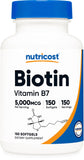 Nutricost Biotina 5000 mcg, frasco de cápsulas para uso diario.