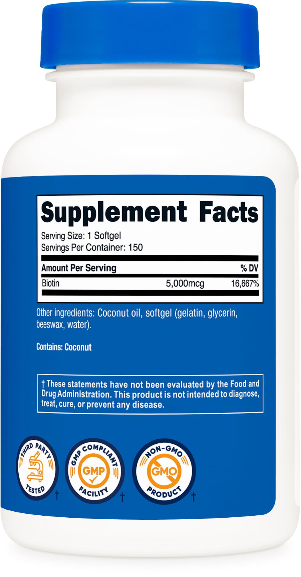Nutricost Biotina 5000 mcg, presentación de caja lista para comprar.