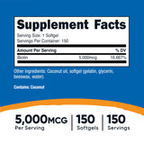 Nutricost Biotina 5000 mcg, cápsulas suaves para tragar fácilmente.