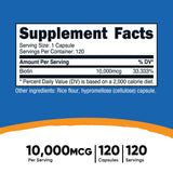 Nutricost Biotina, envase de vidrio, facilita la toma diaria para la suplementación.