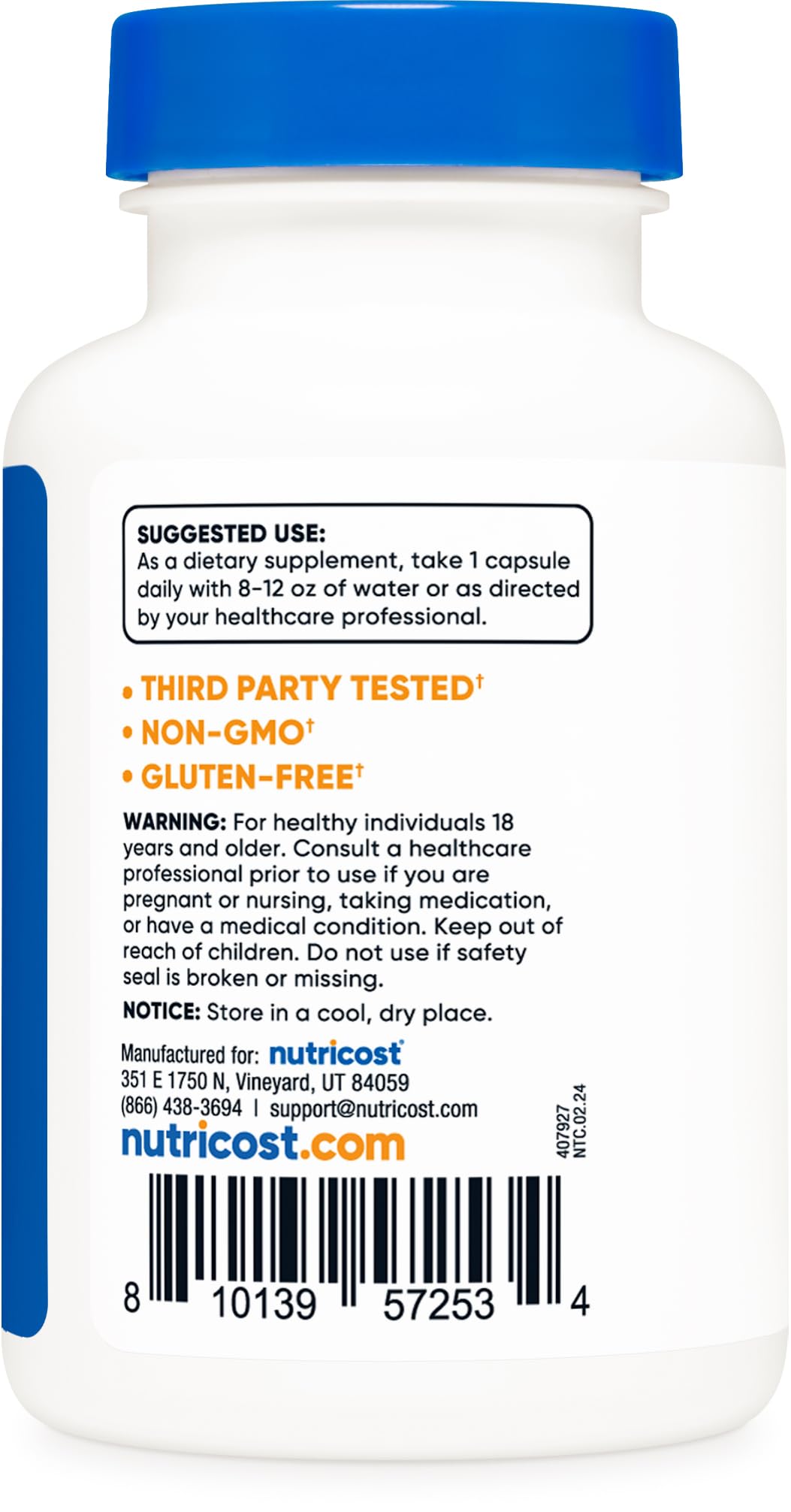 Nutricost Biotina instalación certificada NSF, GMP y FDA garantiza calidad.