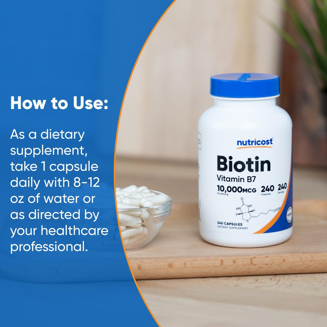 Biotina Nutricost sin OGM para dietas