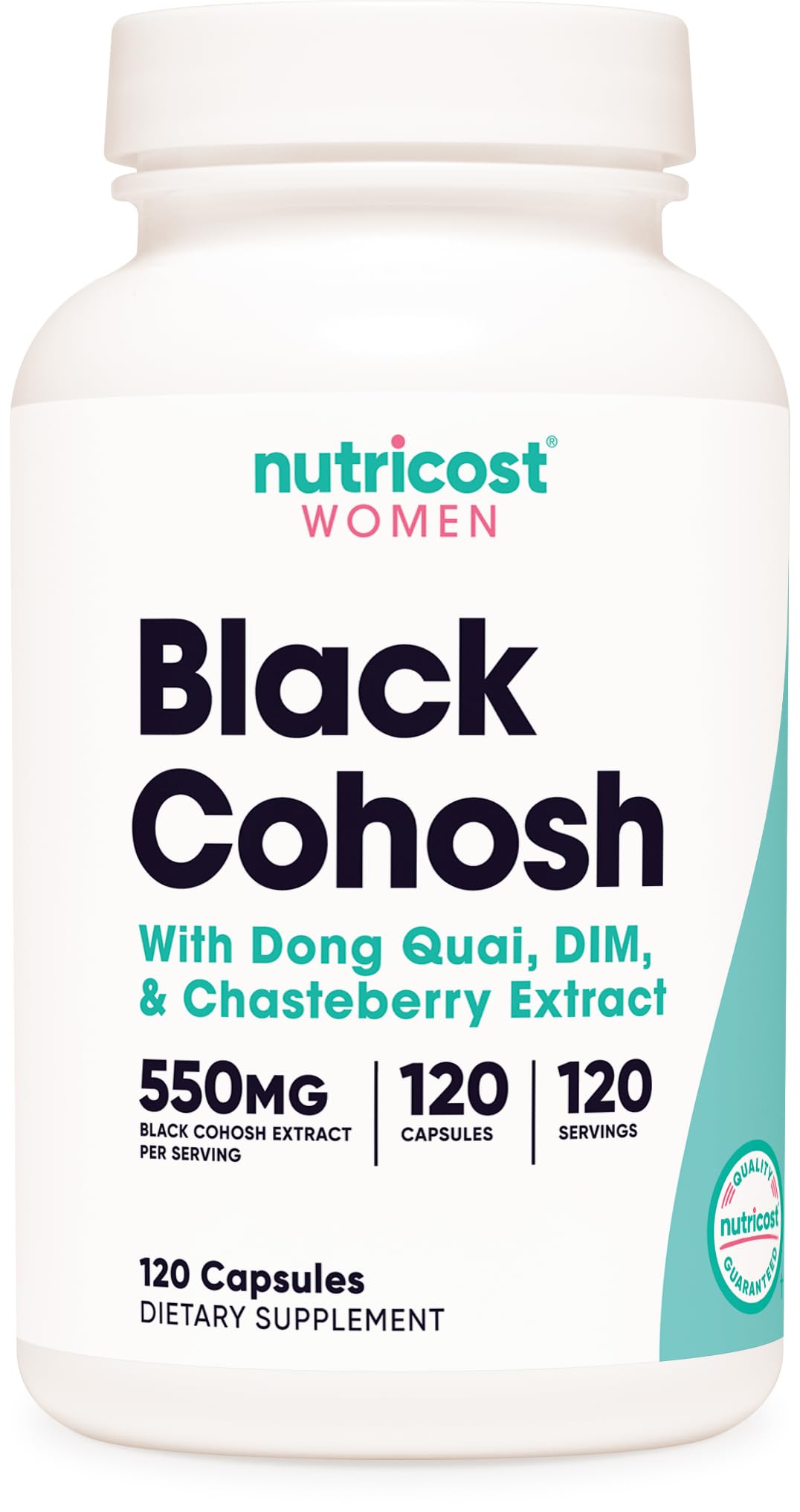 Nutricost Black Cohosh envase de cápsulas, práctico para uso diario.