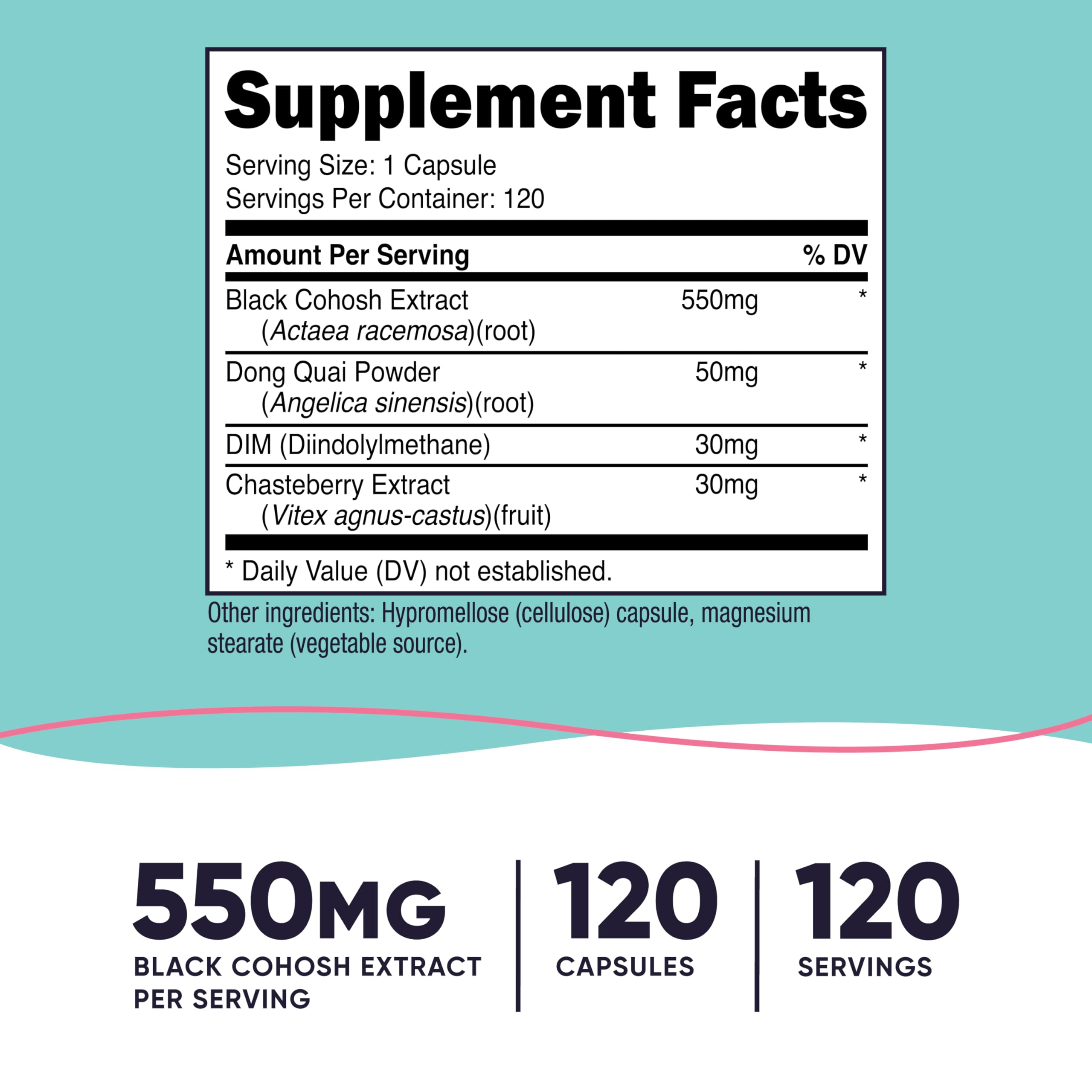 Etiqueta de Nutricost Black Cohosh con información clara de ingredientes.
