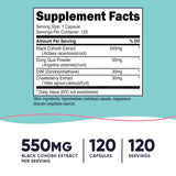 Etiqueta de Nutricost Black Cohosh con información clara de ingredientes.