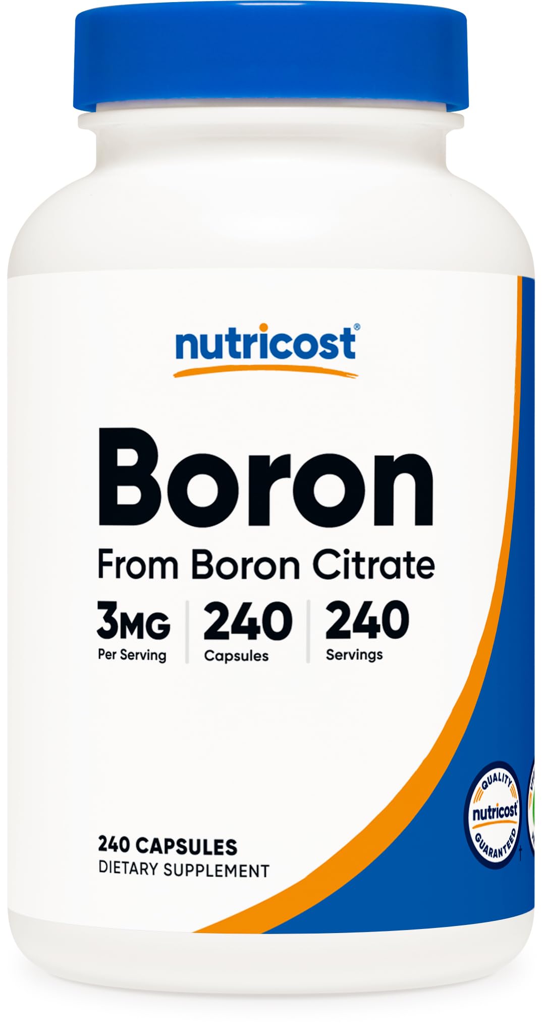 Nutricost Boro 3mg cápsulas: suplemento vegetariano para uso diario.