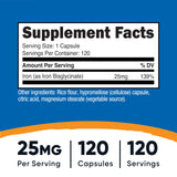 Nutricost botella de 120 cápsulas para soporte continuo de hierro.