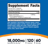 Nutricost botella con etiqueta de extracto de papaya para bienestar natural.