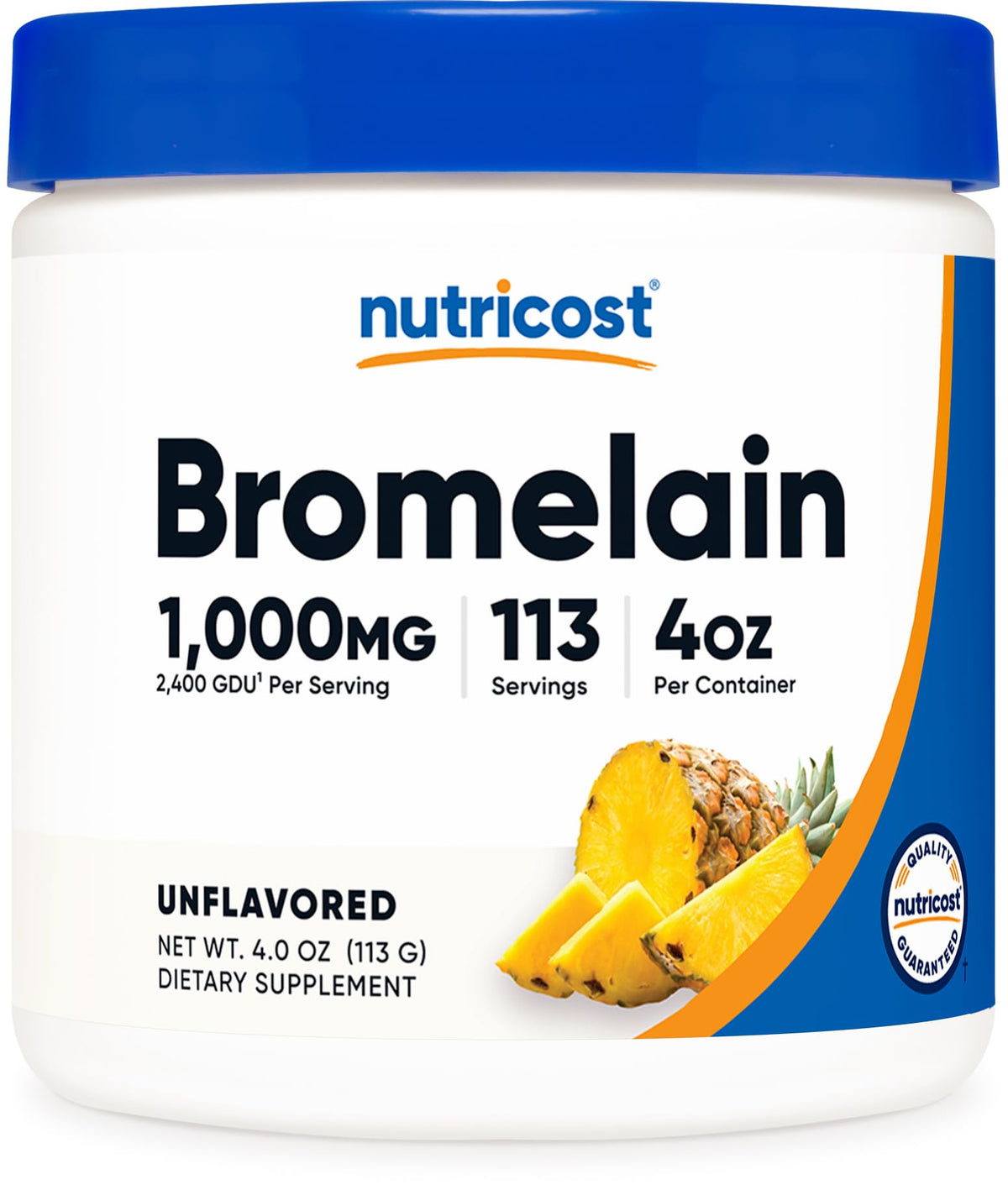 Nutricost Bromelina Polvo Frasco 4 onzas, apoya el bienestar diario.