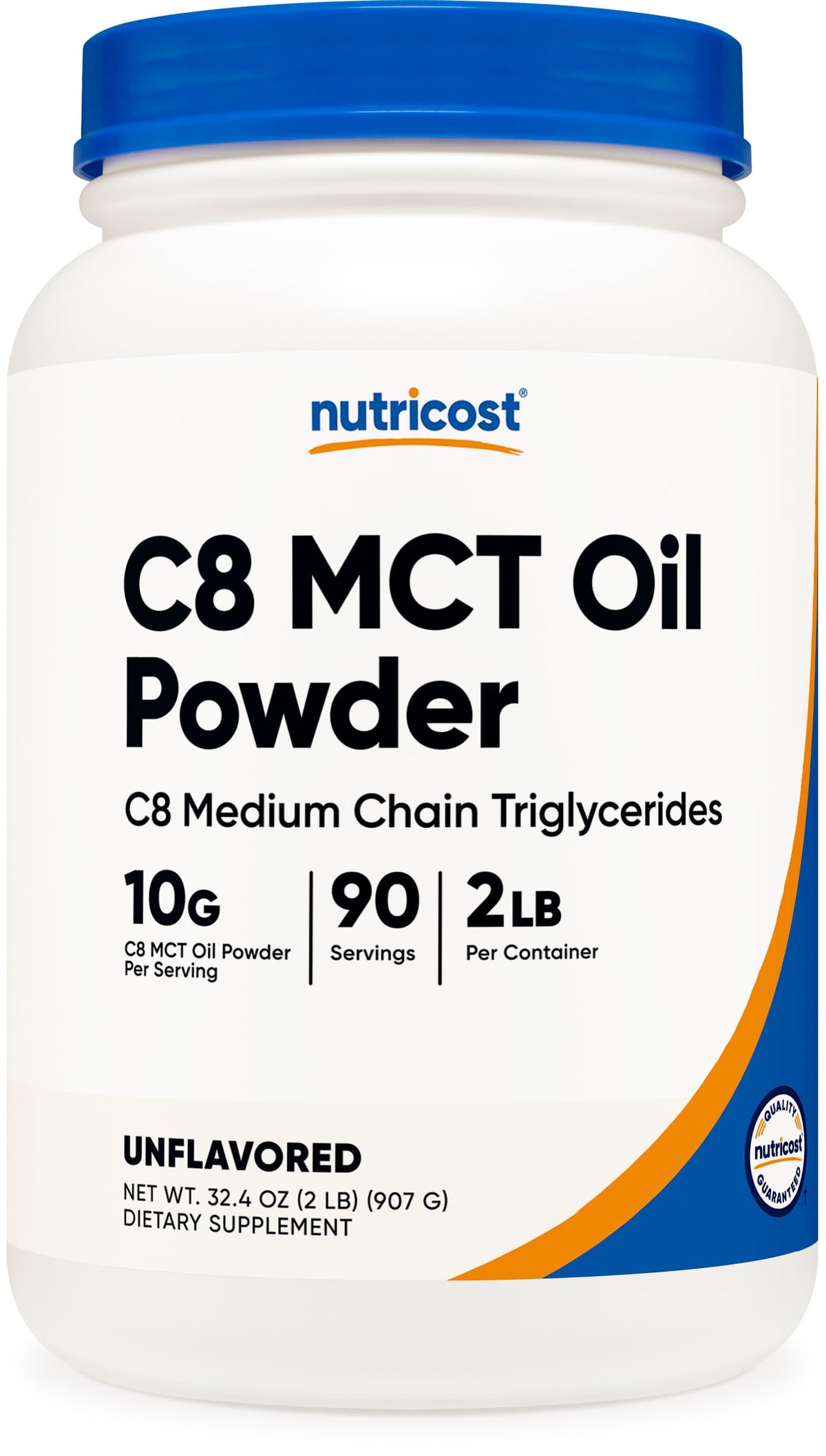 Nutricost C8 MCT polvo en botella, fuente de energía para dieta cetogénica