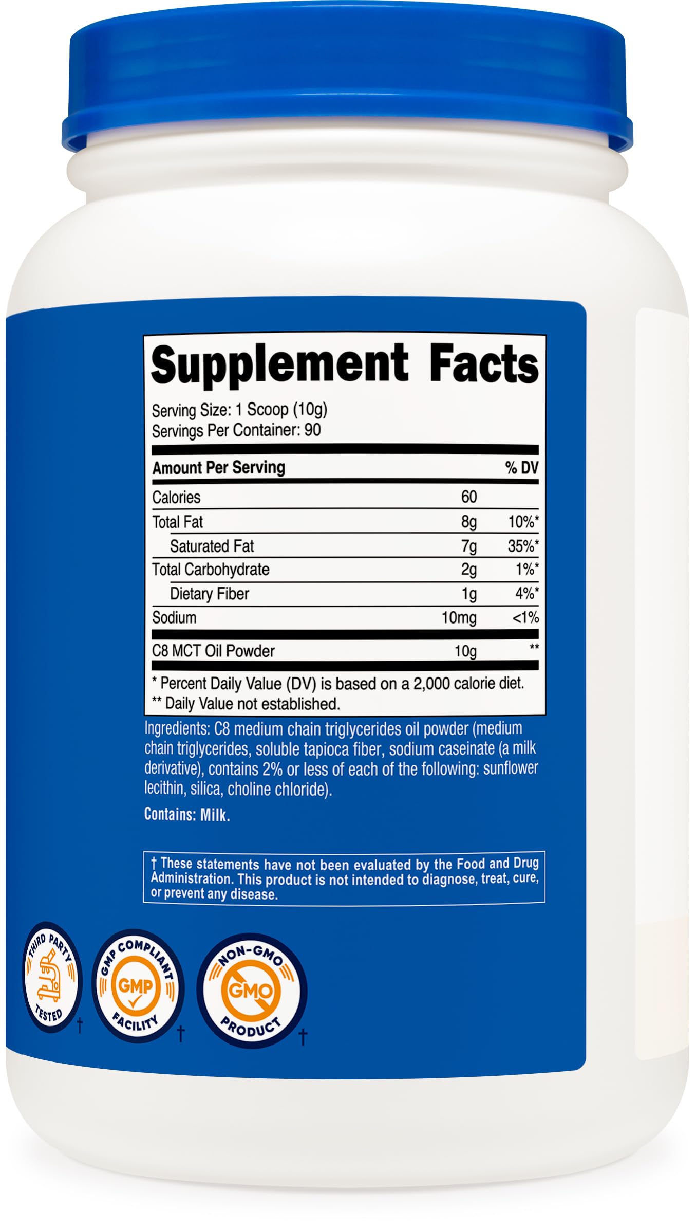 Nutricost C8 MCT polvo, proceso GMP y FDA para mayor seguridad