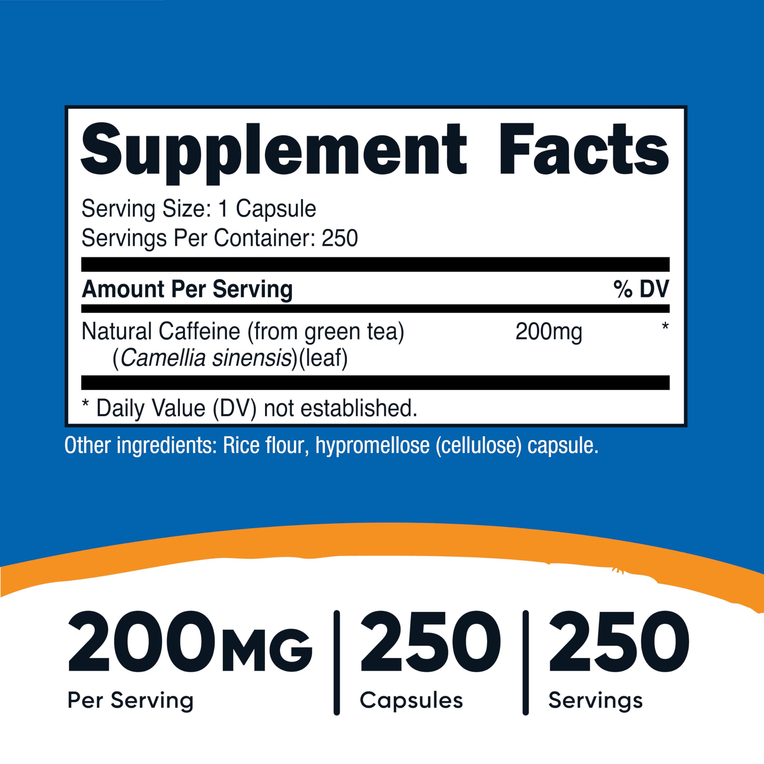 Nutricost cafeína natural cápsulas con etiqueta clara para planificar la dosis.