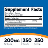 Nutricost cafeína natural cápsulas con etiqueta clara para planificar la dosis.
