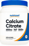 Nutricost calcio citrato polvo 500 g, ideal para mezclar en batidos diarios.