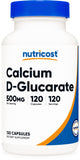 Nutricost Calcio D-Glucarato, cápsulas, aporte diario de calcio y bienestar general.