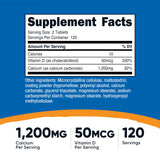 Etiqueta frontal de Nutricost Calcio con Vitamina D con información clara de dosis