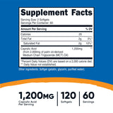 Nutricost Caprylic Acid 1200 mg botella para almacenamiento práctico
